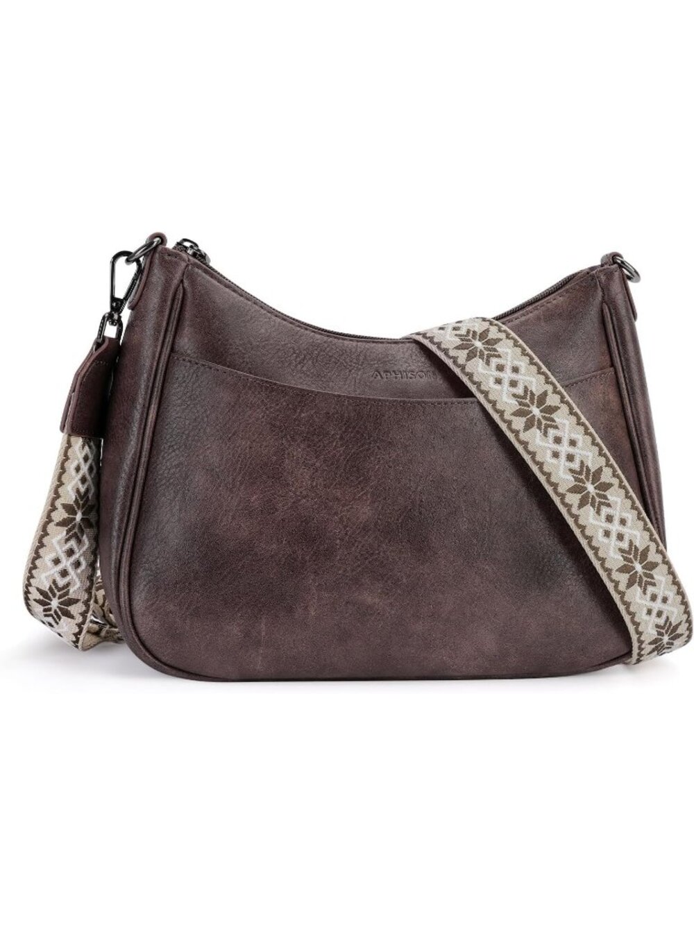 👜Women's Taupe Leather Crossbody Purse Shoulder Bag Wide Strap Travel